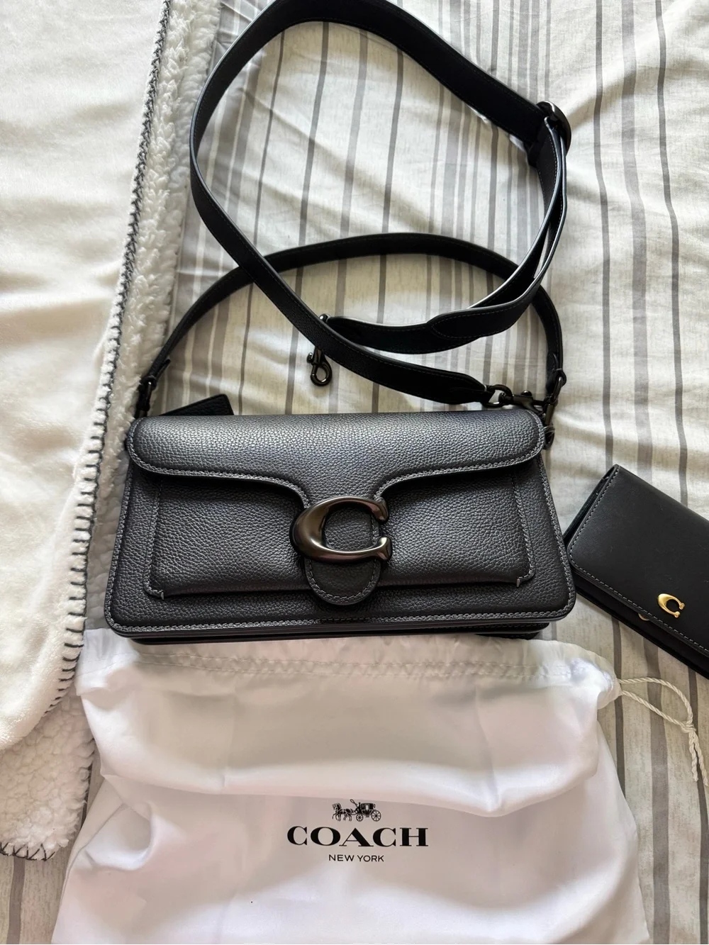 Coach Pebble Leather Black Tabby Crossbody with Signature 'C'